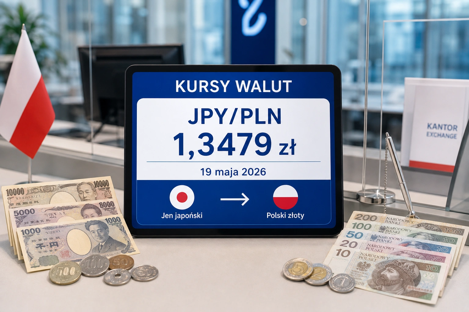 Kurs jena 19 maja 2026. Jen za 1,3479 zł w relacji JPY/PLN