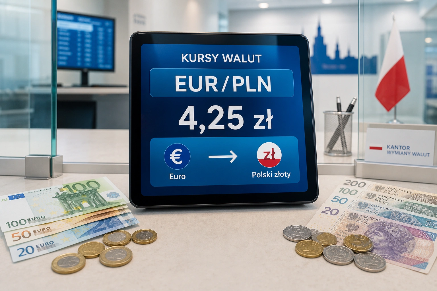 Złoty umacnia się mimo drożejącej ropy i silnego dolara EUR/PLN spada poniżej 4,25 zł