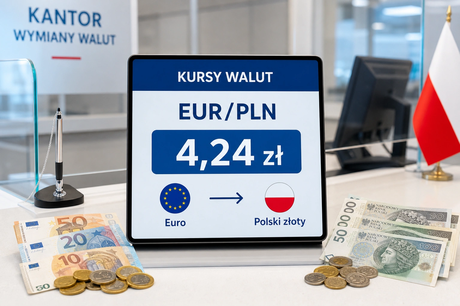 Długi weekend wzmacnia złotego. Kurs euro spada poniżej 4,24 zł