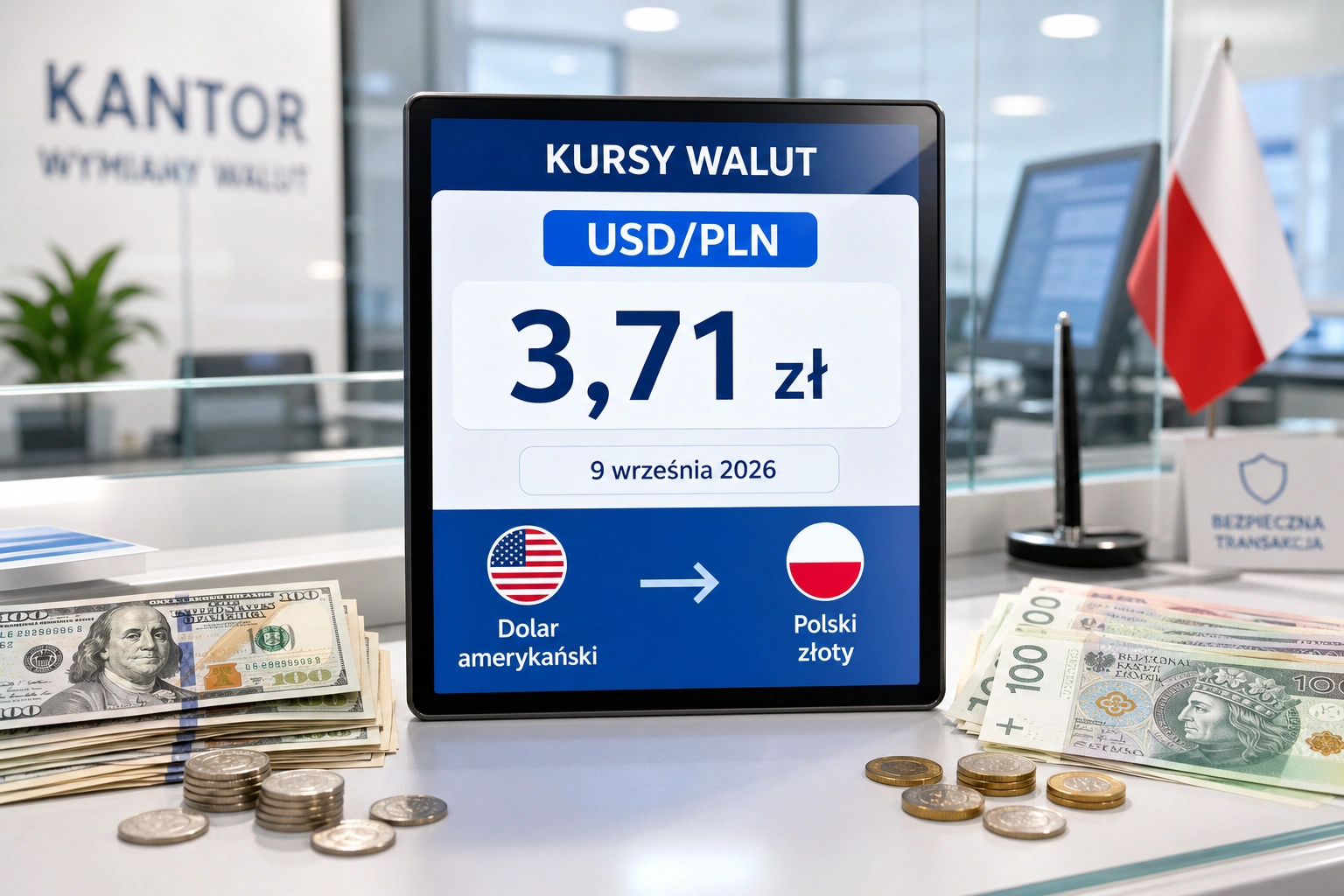 Курс доллара 9 сентября 2026 г. USD/PLN немного растет до 3,71 zł