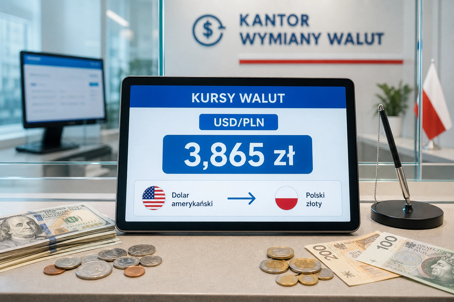 Dolar osłabia się wobec złotego po wzroście do 3,865 zł