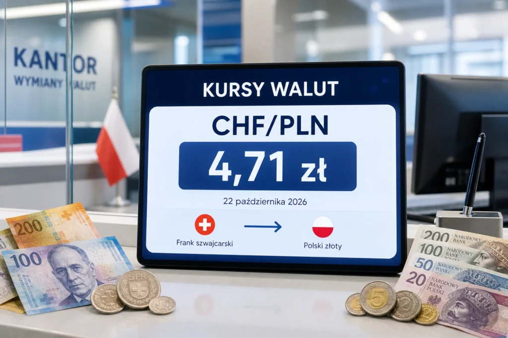 Swiss franc exchange rate on October 22, 2026. CHF/PLN at 4,71 zł