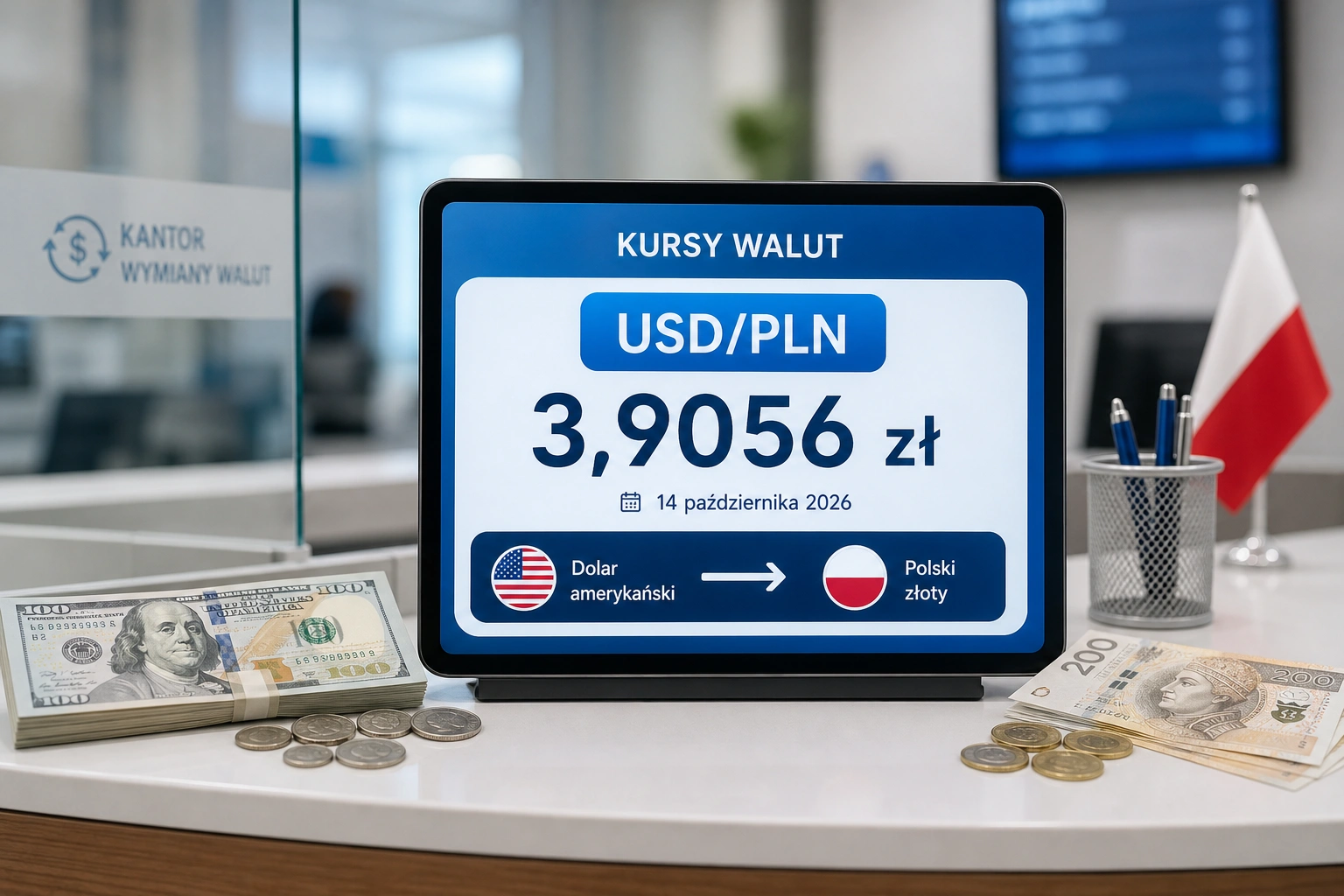Dollar exchange rate on October 14, 2026. USD/PLN rises to 3,9056 zł
